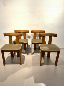 Set di 4 sedie in legno e velluto Italia anni 70, Luigi Vaghi per Former
