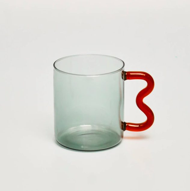 Art Mug in vetro borosilicato - GRIGIO E CARAMELLO
