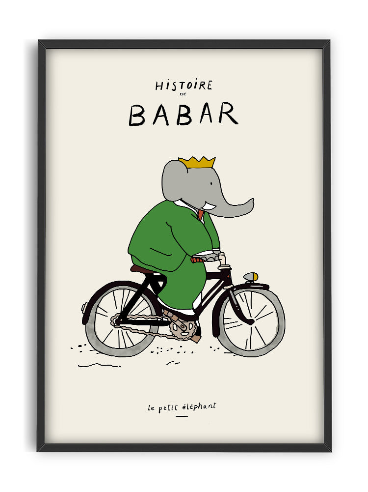 PSTR studio | Stampa Babar in bicicletta cm 50x70