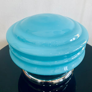 Lampada da tavolo vintage in vetro di Murano azzurro anni '70