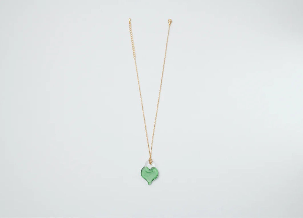 LEVENS JEWELS | Heart of glass pendant verde