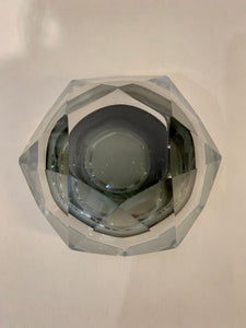 Posacenere vintage prisma in vetro di Murano grigio, anni '70
