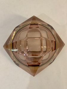 Posacenere vintage prisma in vetro di Murano ambra, anni '70