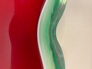 Posacenere in Vetro artistico di Murano rosso e verde, anni '70