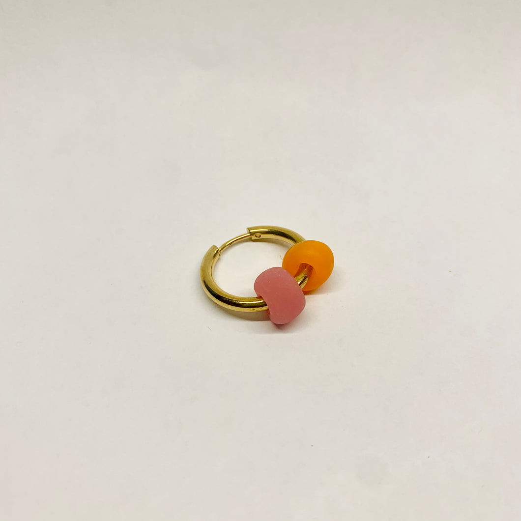 Mapi Jewelry | Orecchino Sawa 2 perline colore rosa e arancione