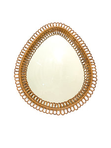 Specchio a unghia in Rattan Bonacina anni 60