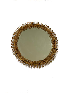 Specchio rotondo in Rattan Bonacina anni 60