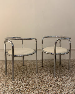 sedie Locus Solus by Gae Aulenti in metallo cromato e vinile