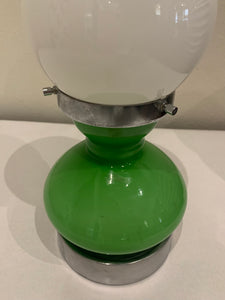 Lampada da tavolo anni 60 in vetro di Murano bianco e verde
